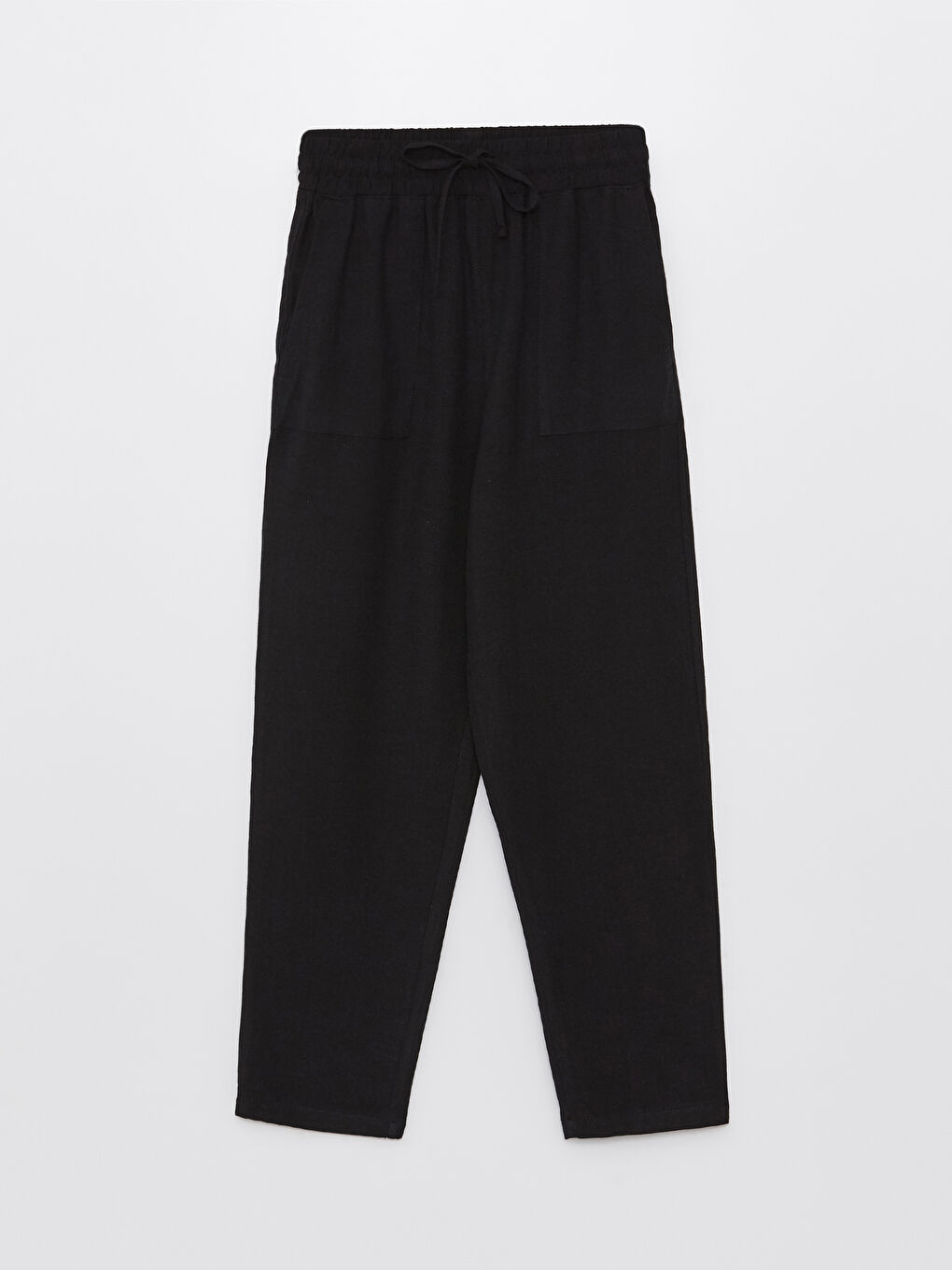 Elasticated Waist Plain Linen Blend Women's Trousers-5