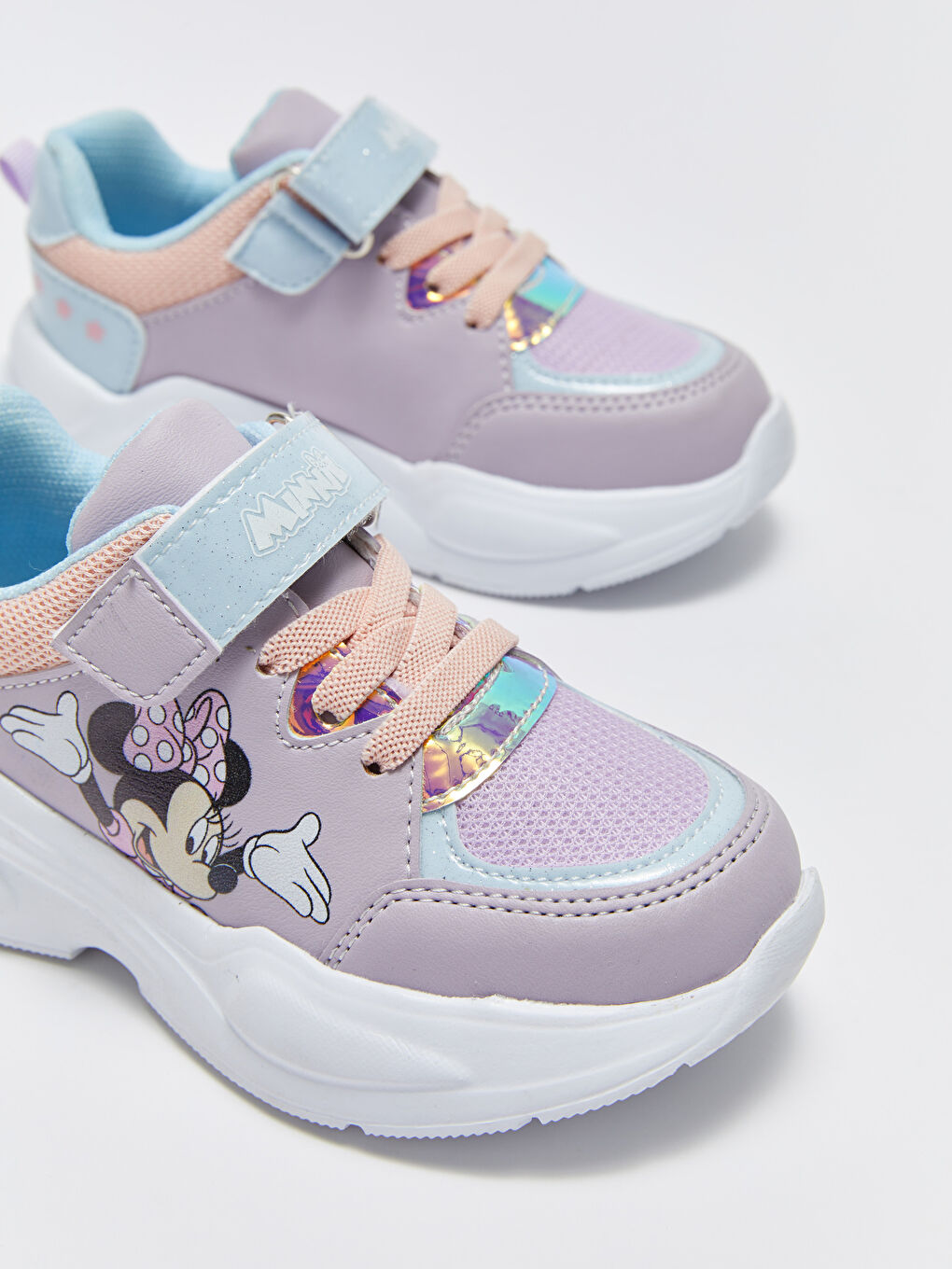 Кроссовки для девочек с шнурками и застёжками-липучками, лицензированные Минни Маус-2