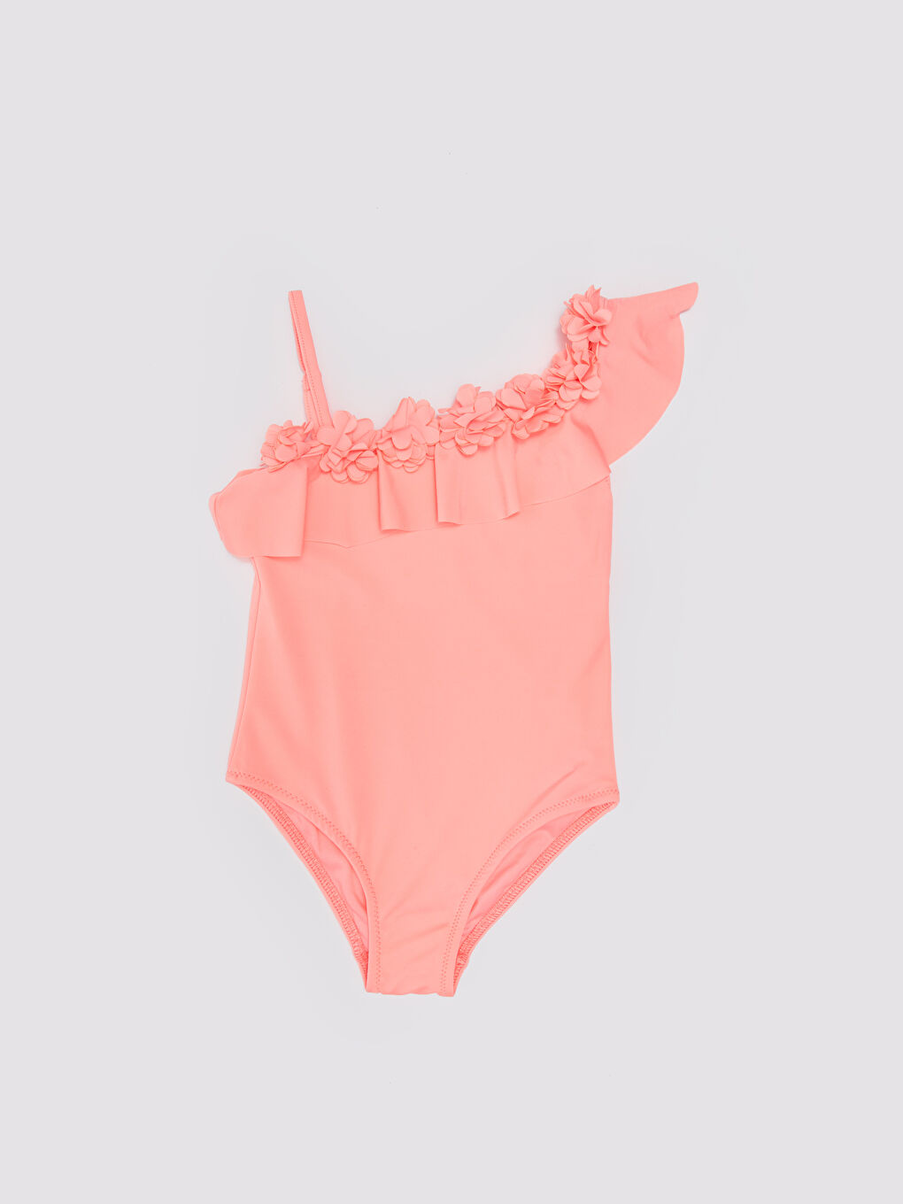 Pembe Çiçek Detaylı Kız Çocuk Mayo