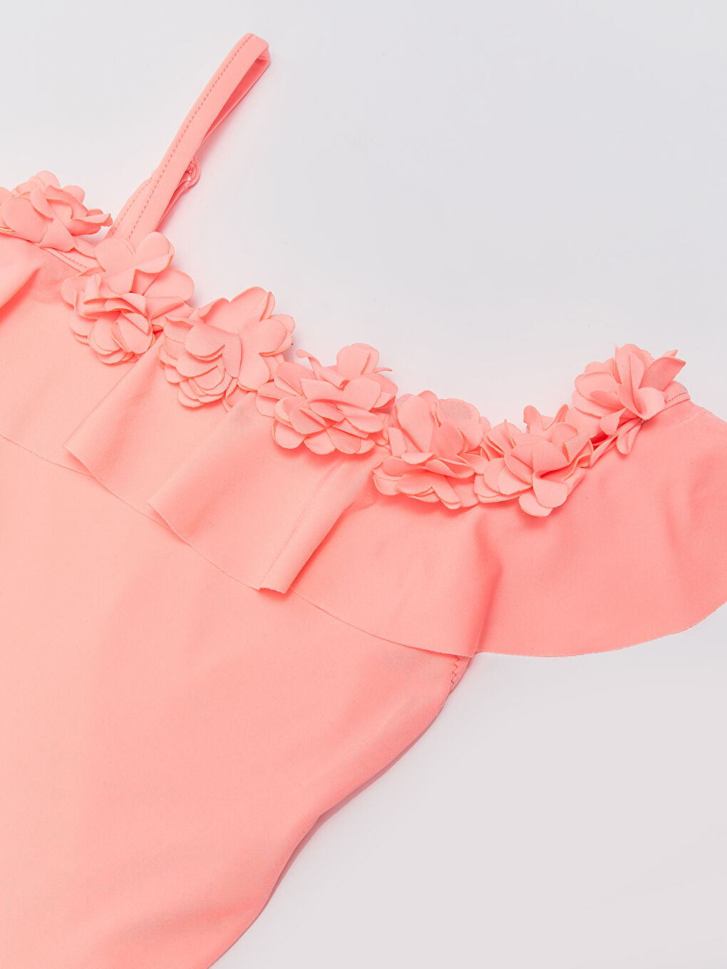 Pembe Çiçek Detaylı Kız Çocuk Mayo-2