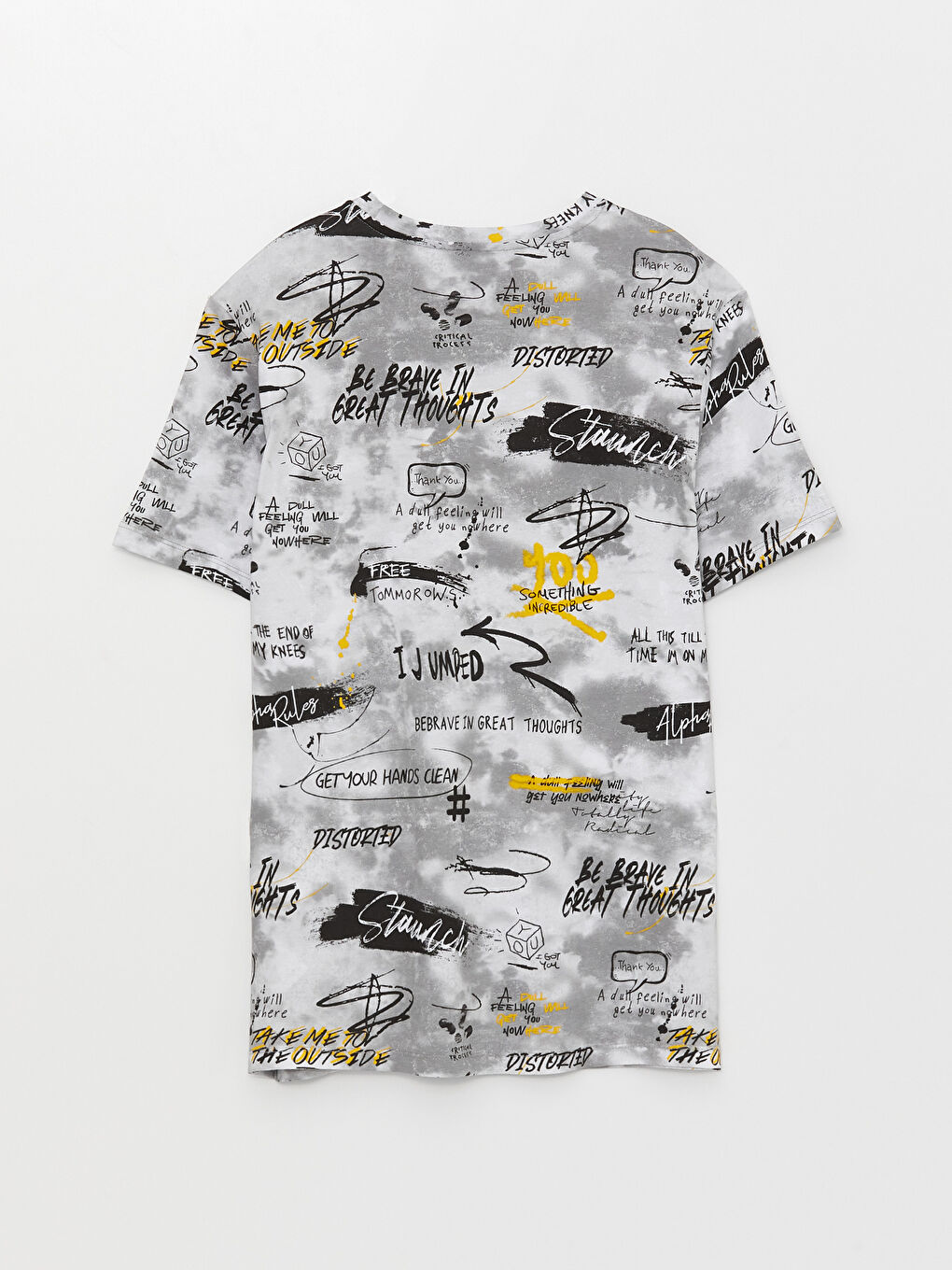 Beyaz Bisiklet Yaka Kısa Kollu Baskılı Penye Erkek Tişört-6