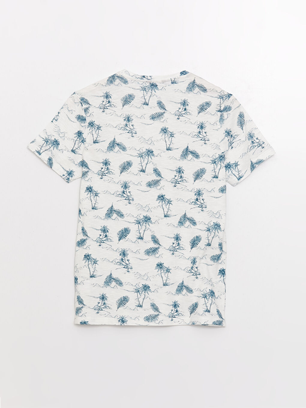 Ерлерге арналған трикотаж дөңгелек жағалы қысқа жең өрнекті футболка-6