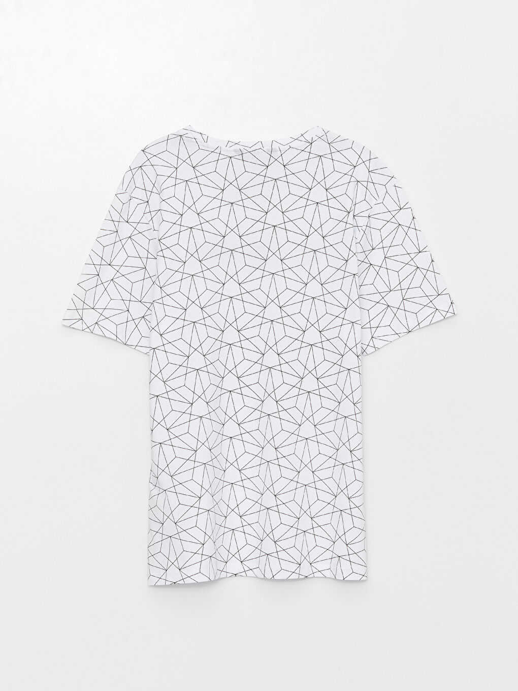 Beyaz Bisiklet Yaka Kısa Kollu Baskılı Penye Erkek Tişört-6