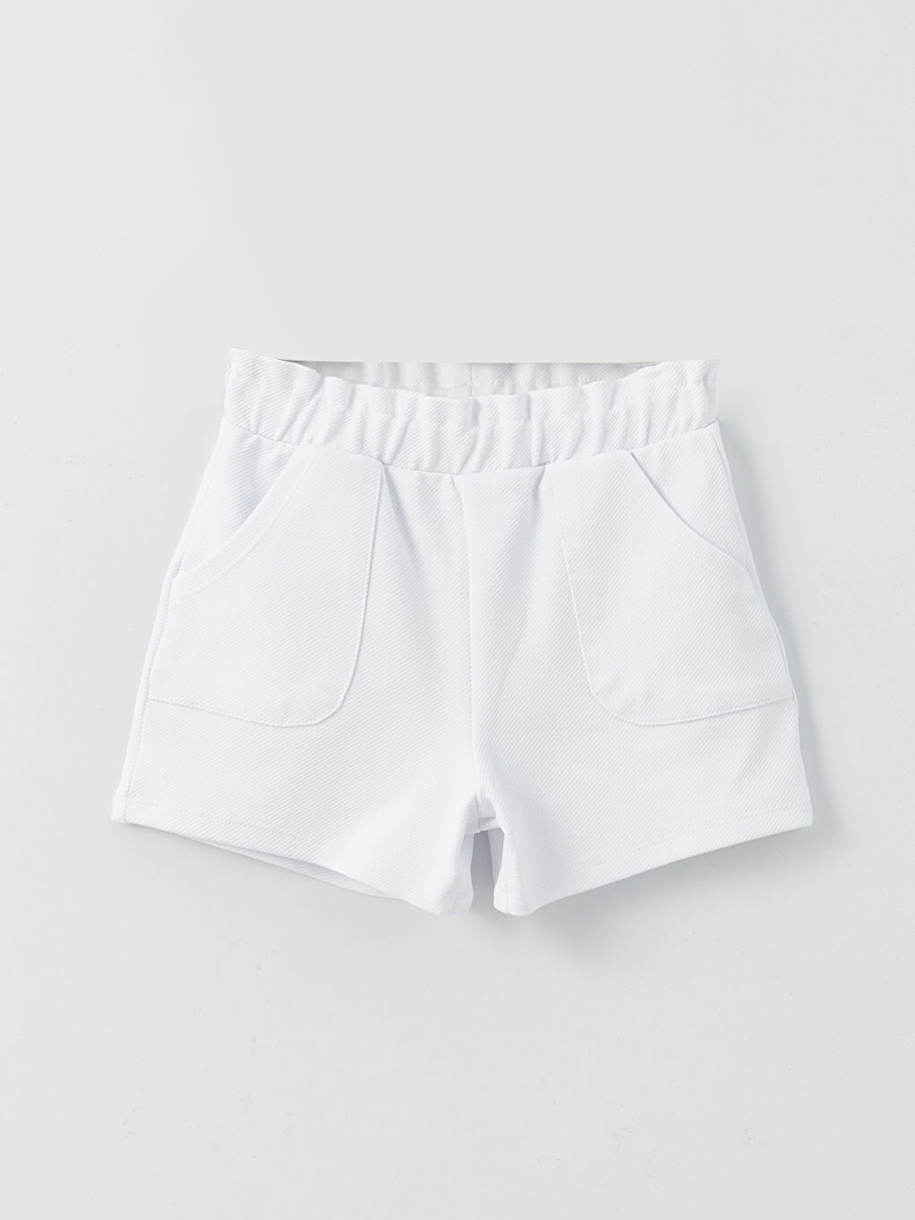 Ekru Beli Lastikli Basic Kız Çocuk Şort-2