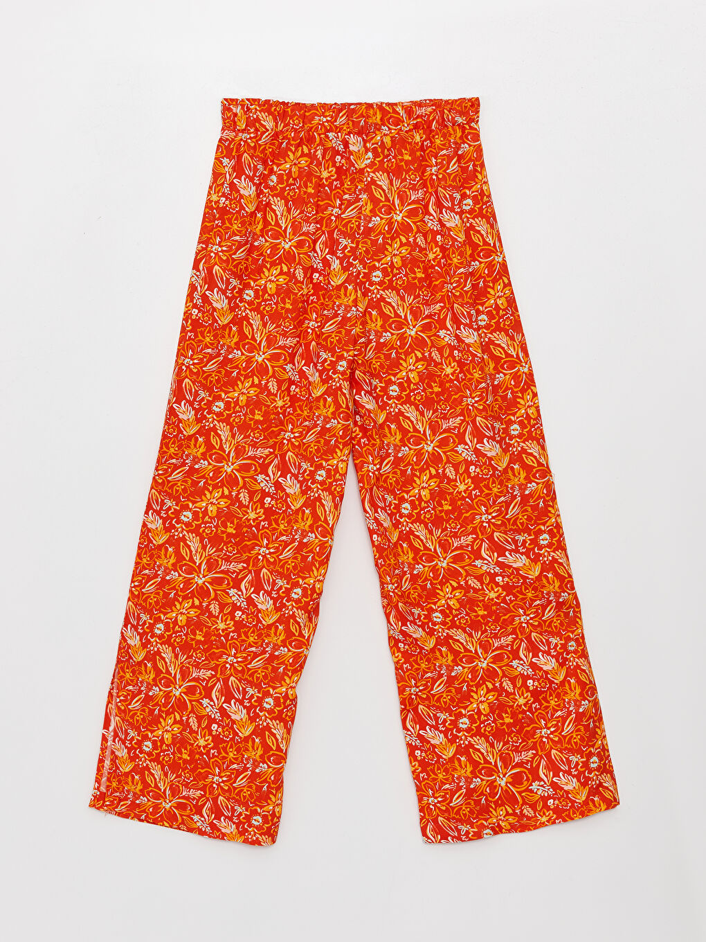 Kırmızı Beli Lastikli Wideleg Kız Çocuk Pantolon