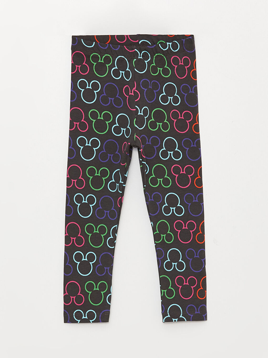 Antrasit Bisiklet Yaka Uzun Kollu Mickey Mouse Baskılı Kız Bebek Tişört ve Tayt 2'li Takım-2