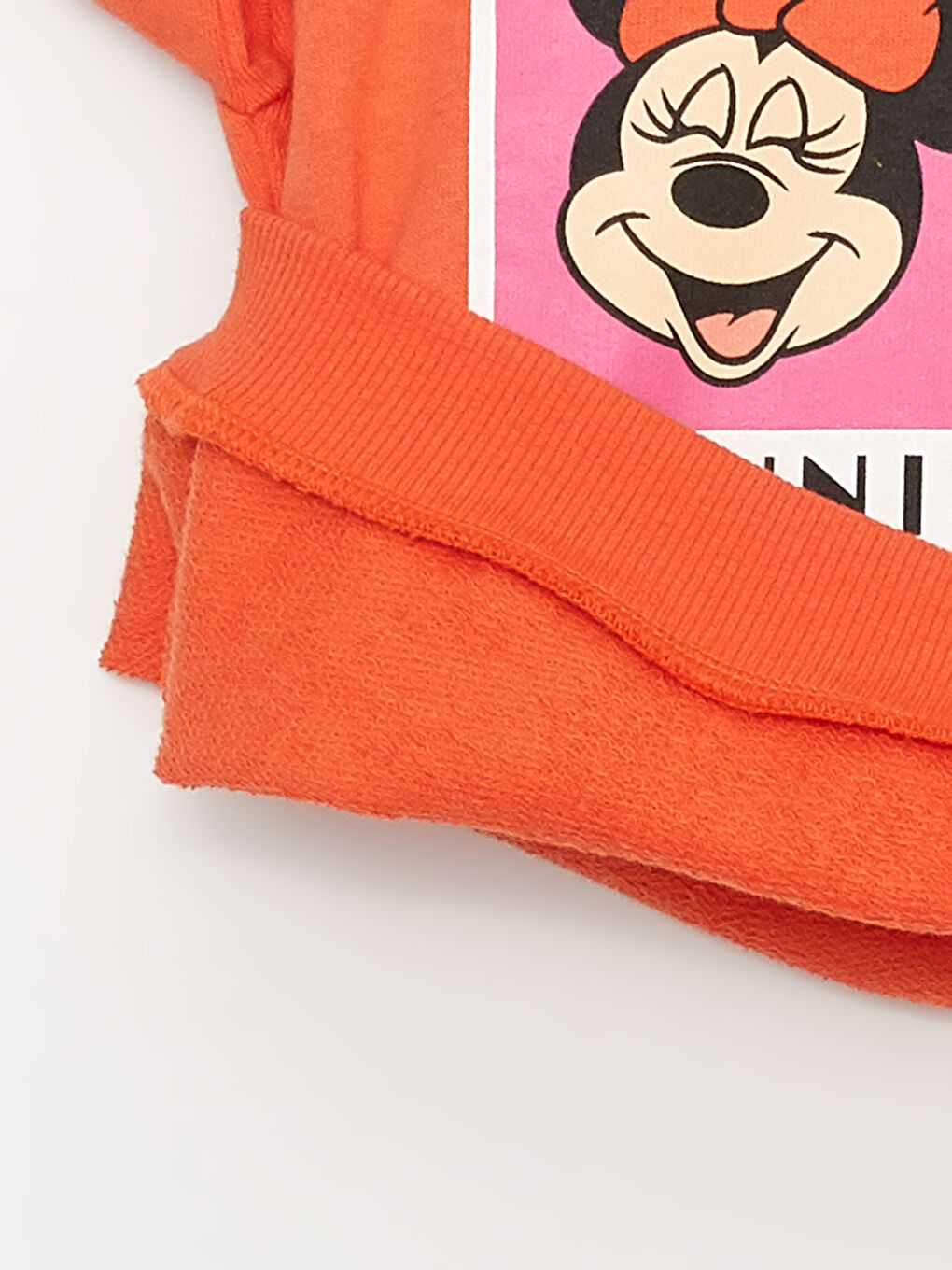 Turuncu Bisiklet Yaka Uzun Kollu Minnie Mouse Baskılı Kız Bebek Sweatshirt ve Eşofman Alt 2'li Takım-6