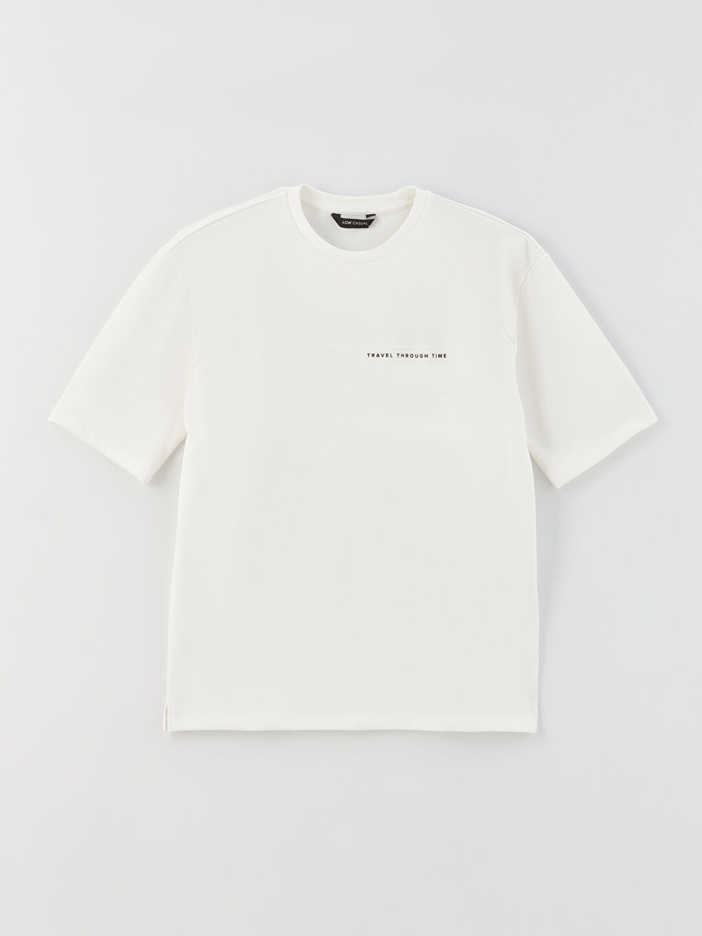 Beyaz Bisiklet Yaka Kısa Kollu Baskılı Erkek Sweatshirt-5