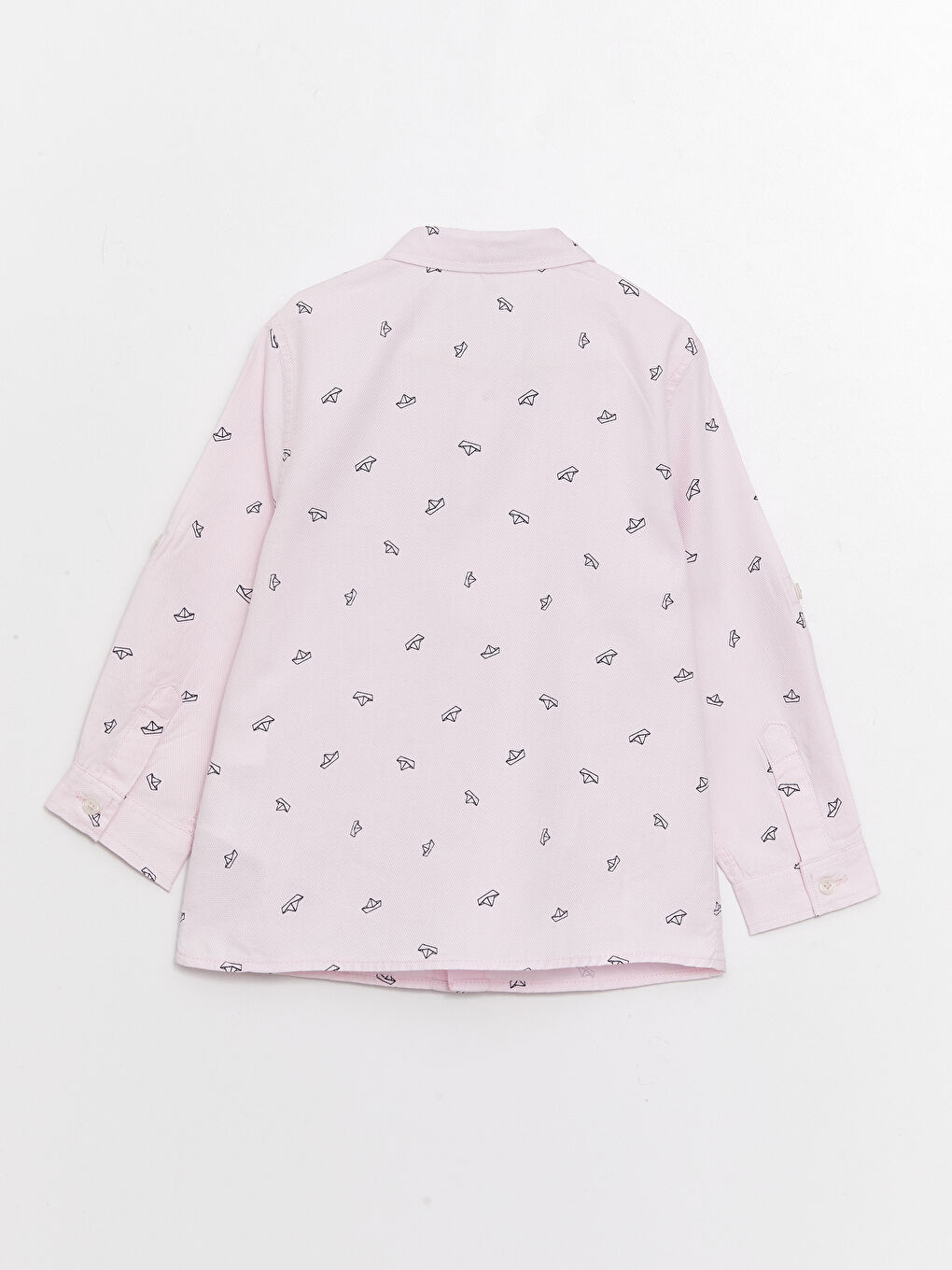 Pembe Baskılı Erkek Bebek Gömlek ve Papyon 2'li-1