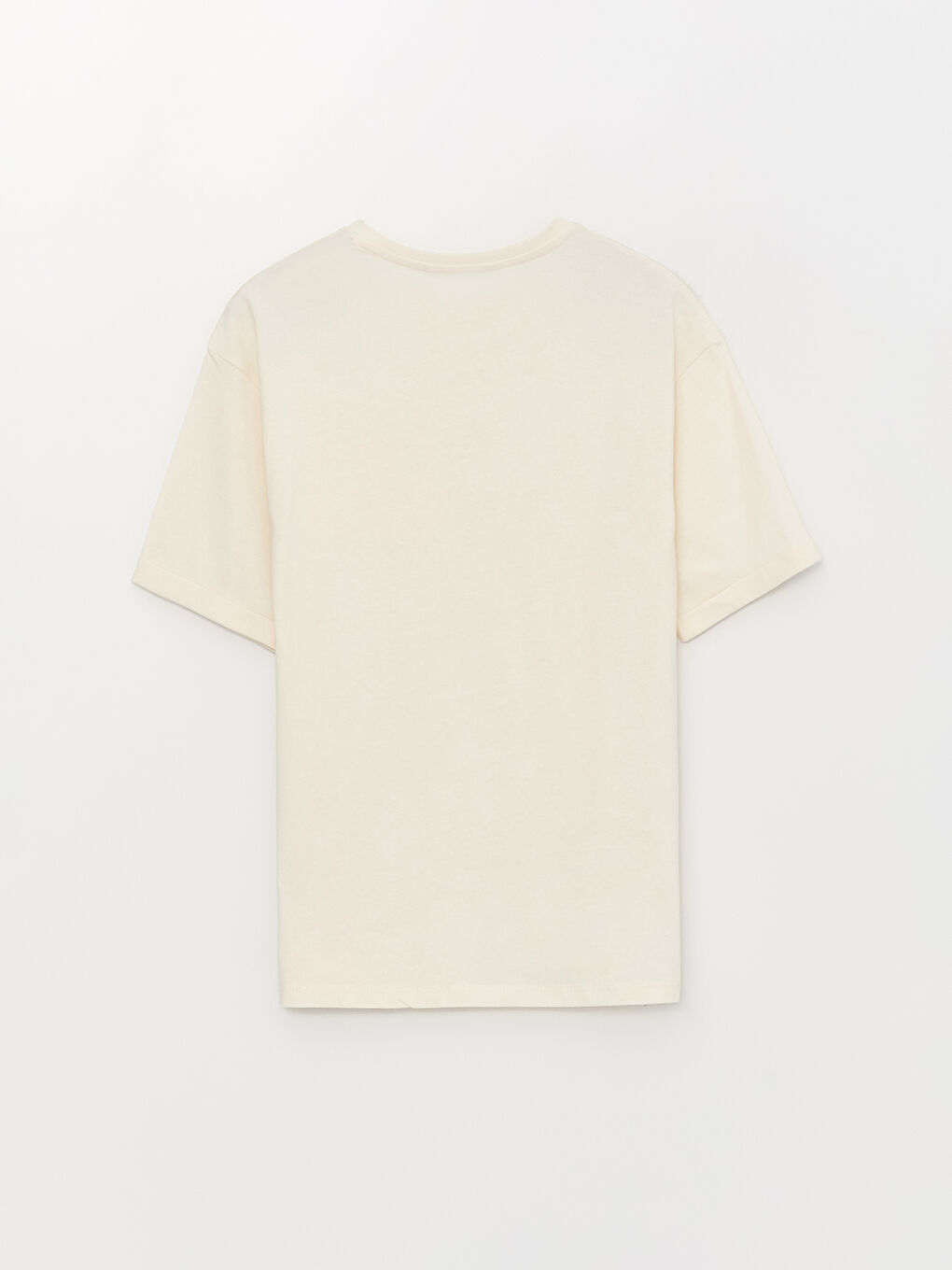 Ekru Bisiklet Yaka Basic Kısa Kollu Kız Çocuk Tişört-1