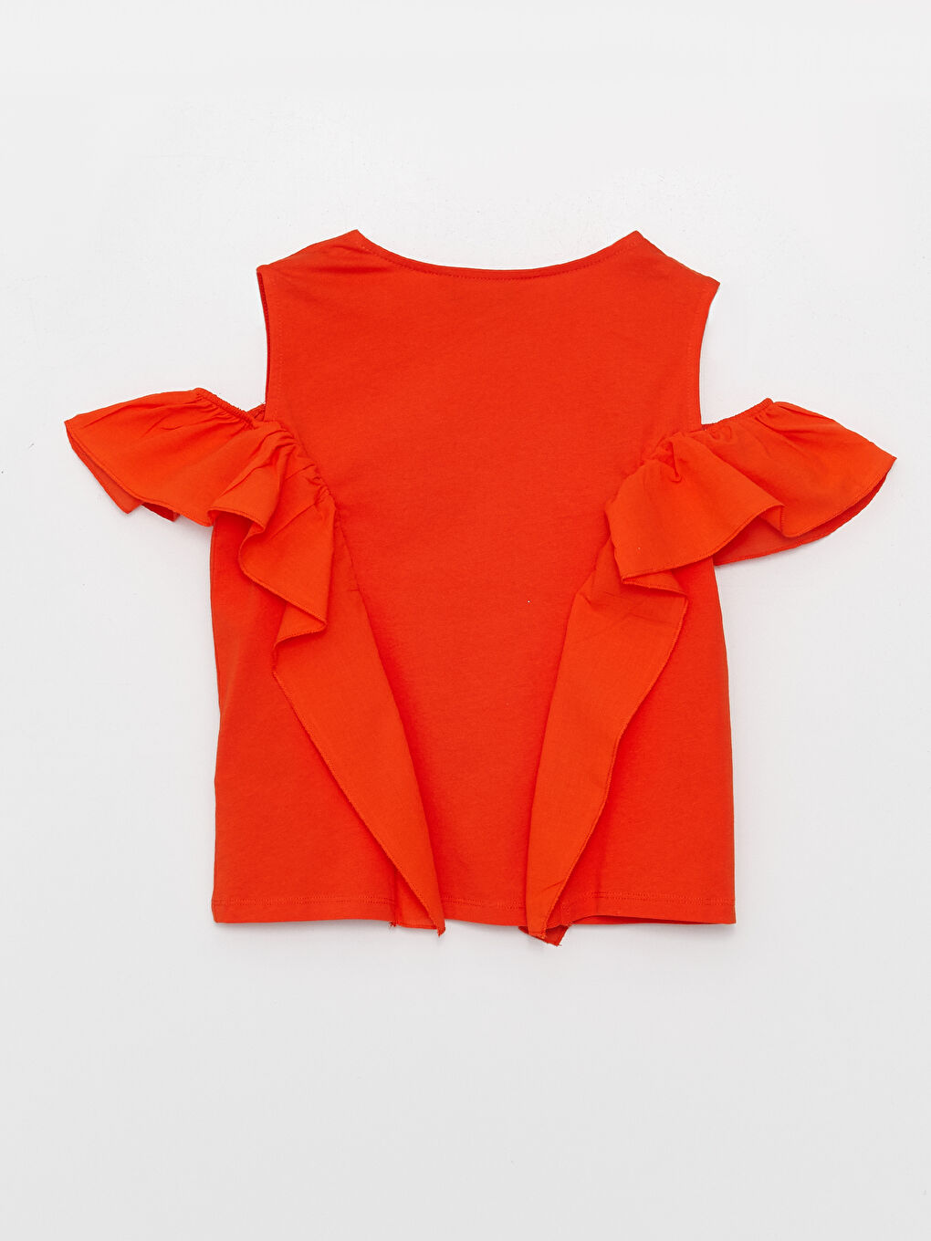 Blouse Fille Épaules Dénudées Manches Courtes Détail Volants Col Rond-1