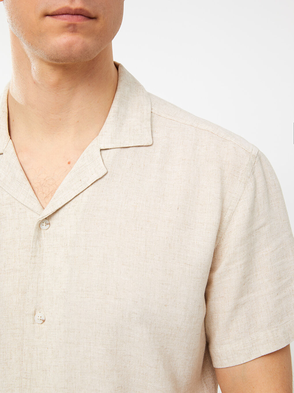 Regular Fit Short Sleeve Linen Blend Men's Shirt-3