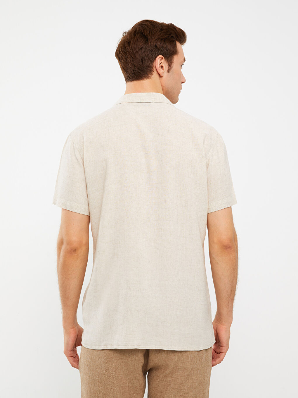 Regular Fit Short Sleeve Linen Blend Men's Shirt-4