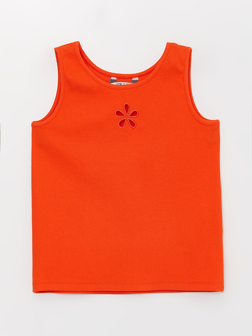 Turuncu Bisiklet Yaka Nakışlı Kız Çocuk Atlet