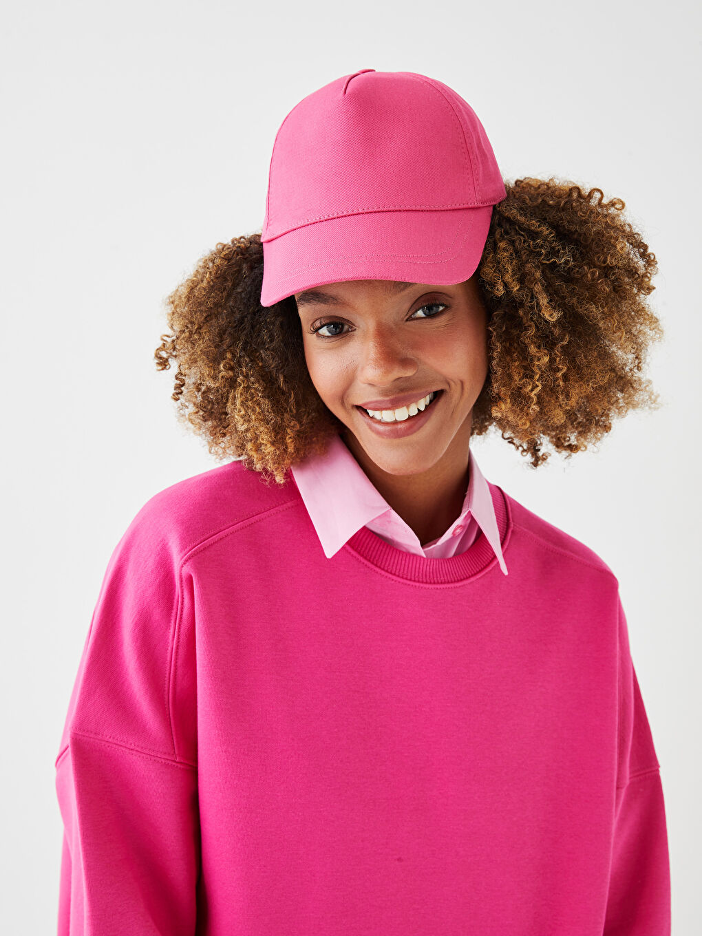 Fuşya Kadın Düz Kep Şapka-1