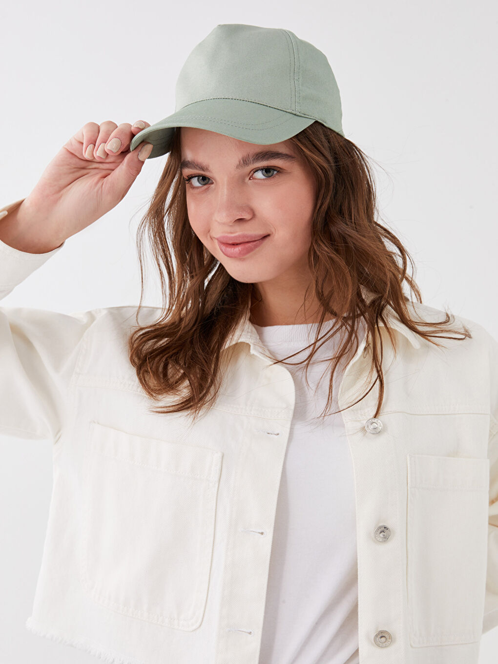 Yeşil Kadın Düz Kep Şapka