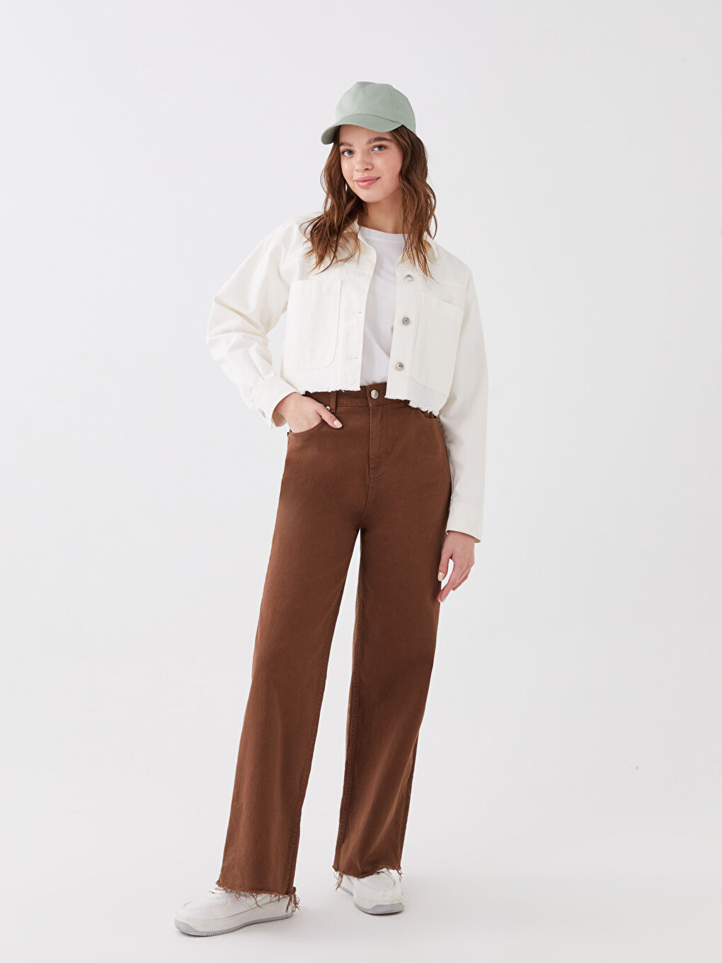 Yeşil Kadın Düz Kep Şapka-1