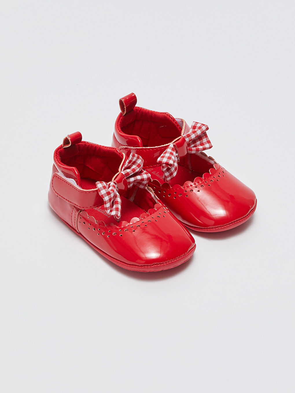 Kırmızı Cırt Cırtlı Kız Bebek Yürüme Öncesi Ayakkabısı