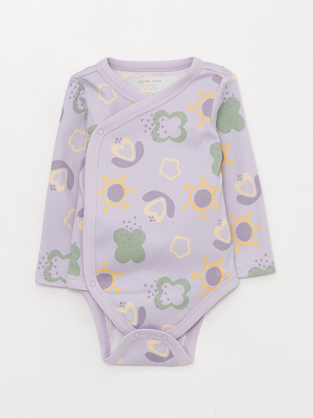Envelope Collar Long Sleeve Printed Baby Girl Snap Fastener Bodysuit 3-Pack Set-2