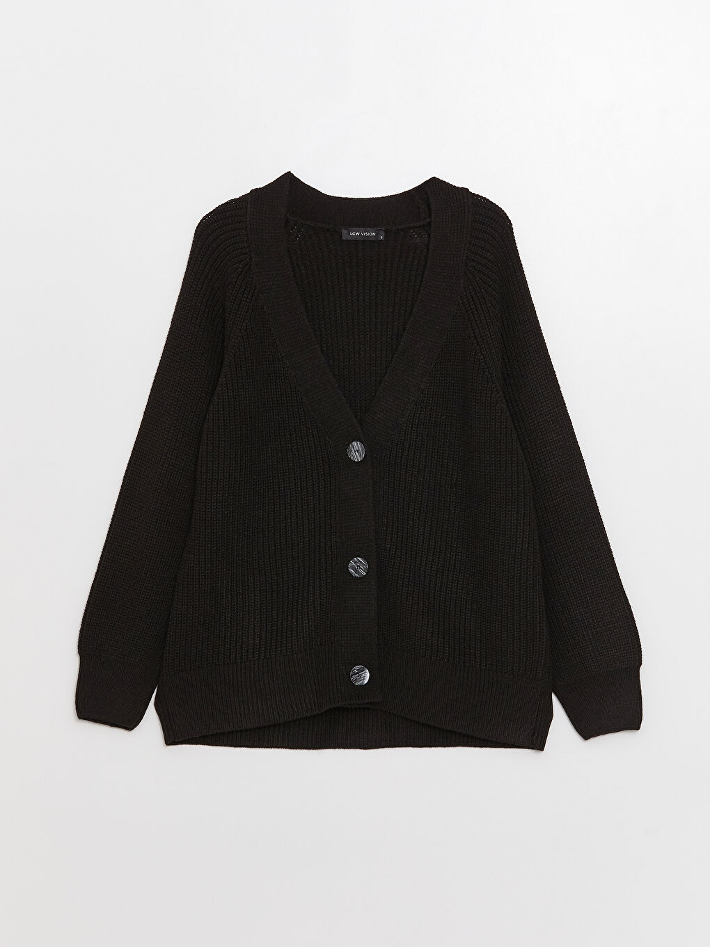 LCW Vision Siyah V Yaka Oversize Kadın Triko Hırka - 5
