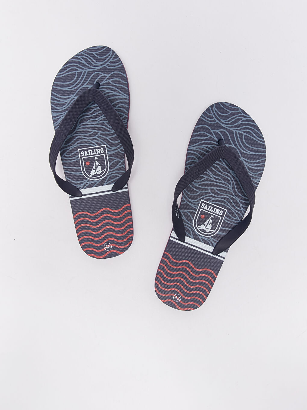 Lacivert Baskılı Erkek Plaj Terliği-2