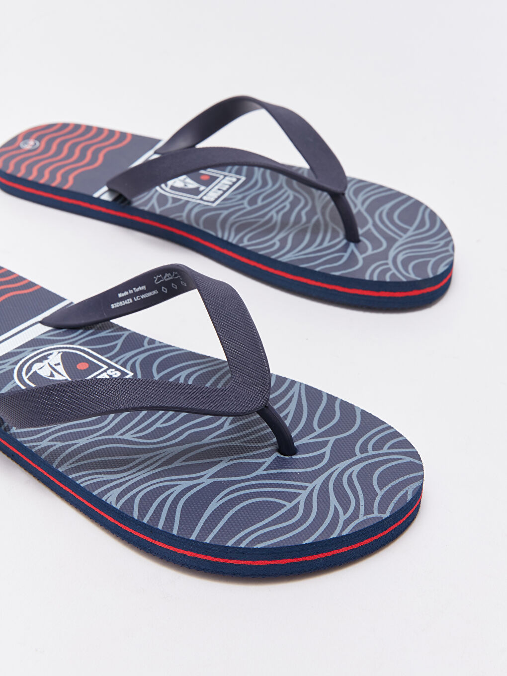 Lacivert Baskılı Erkek Plaj Terliği-4