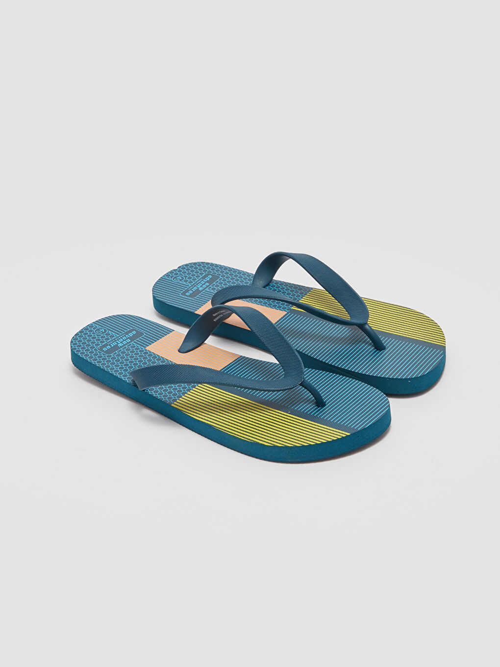 Lacivert Renk Bloklu Parmak Arası Erkek Plaj Terliği