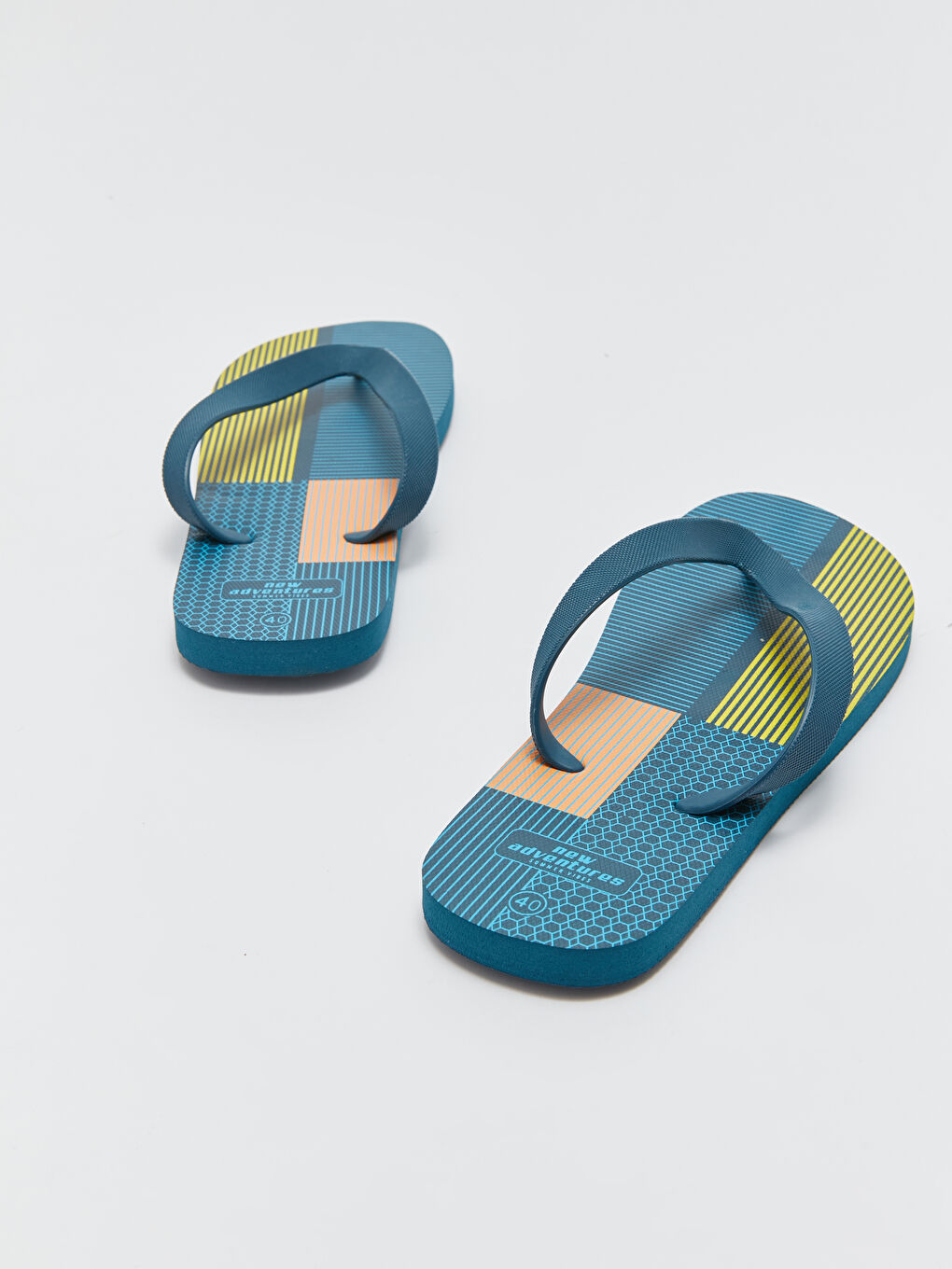 Lacivert Renk Bloklu Parmak Arası Erkek Plaj Terliği-1