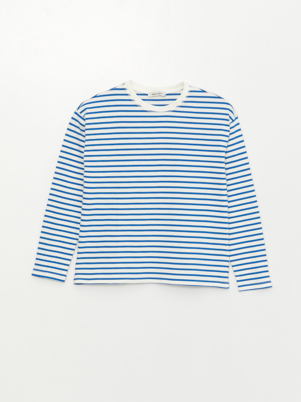 Mavi Bisiklet Yaka Çizgili Uzun Kollu Kadın Tişört-5