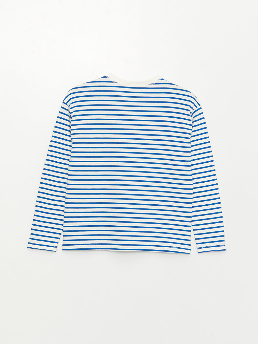 Mavi Bisiklet Yaka Çizgili Uzun Kollu Kadın Tişört-6