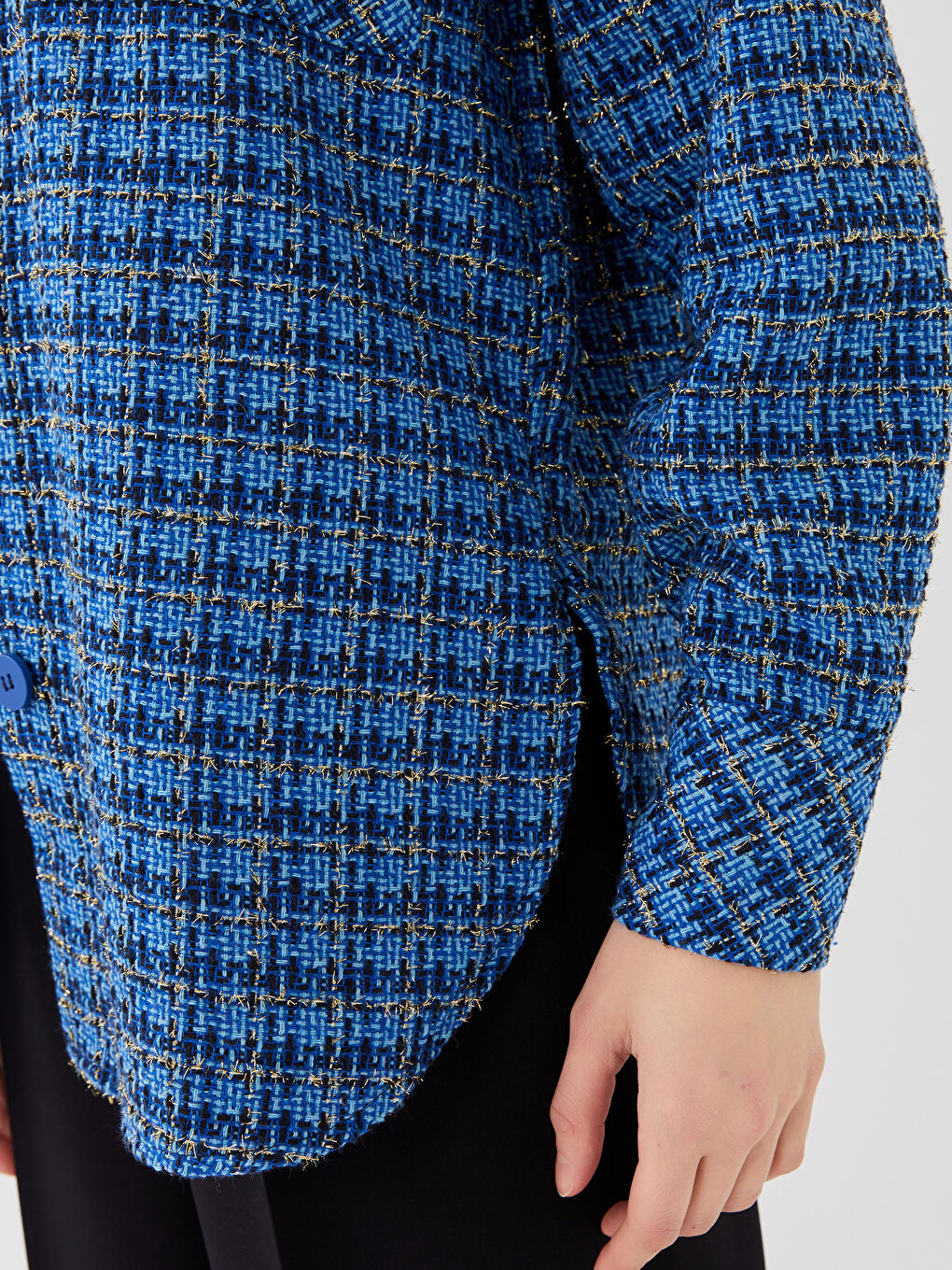 LCW Vision Surchemise Pour Femmes Écossaise Surdimensionnée En Tweed À Manches Longues-3