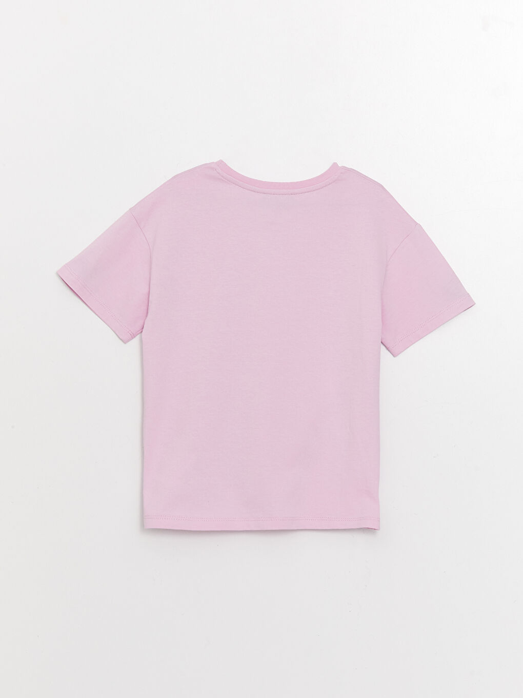 تيشيرت للبنات بياقة دائرية أساسية وكم قصير-1