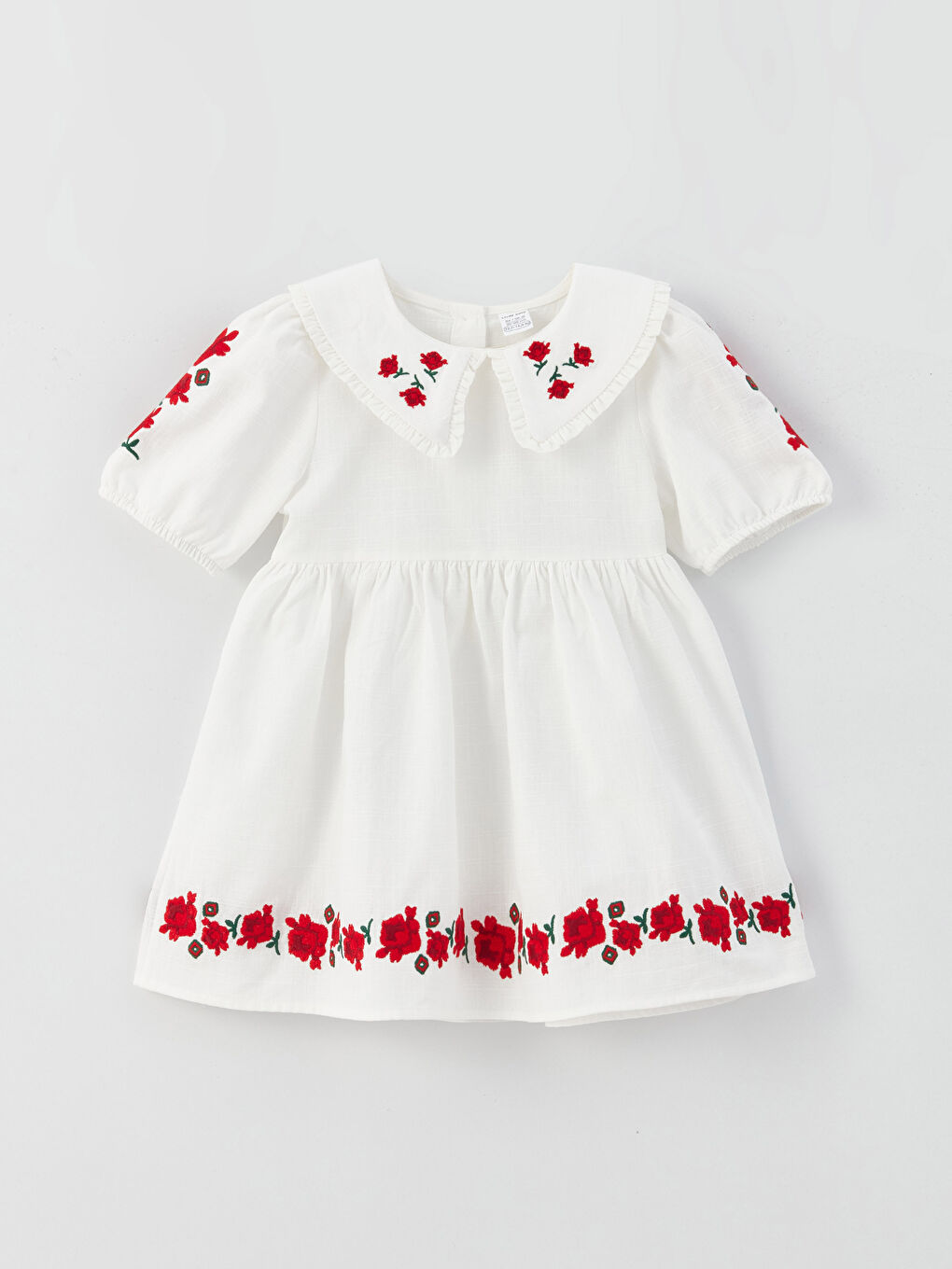 Robe pour Bébé Filles à Col Claudine Brodé