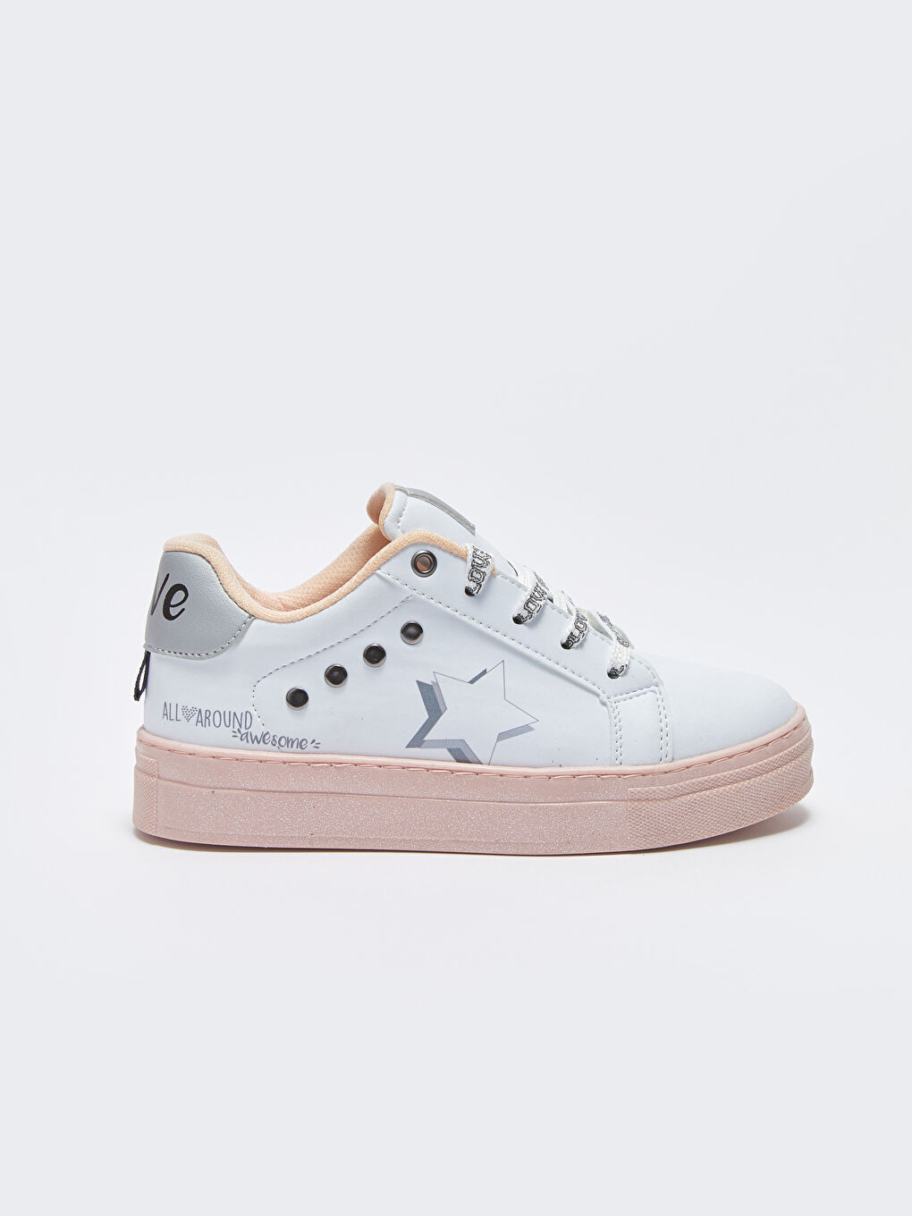 Leather Look Printed Girls' Sneakers-1