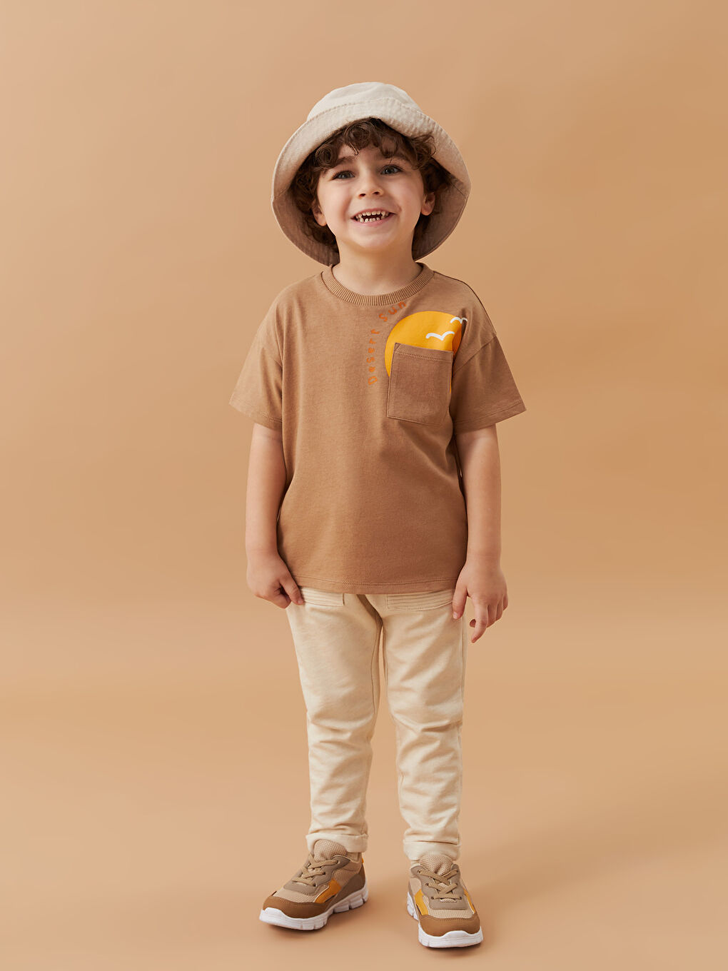 Bej Beli Lastikli Erkek Bebek Eşofman Alt