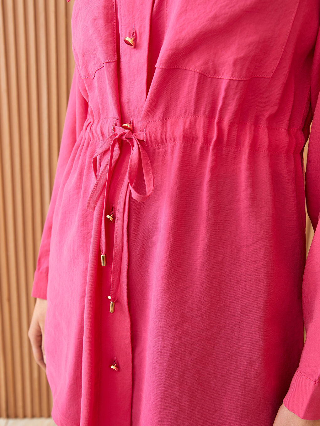 Grandad Collar Plain Long Sleeve Women's Tunic-3