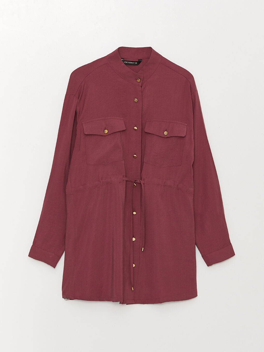 Grandad Collar Plain Long Sleeve Women's Tunic-5