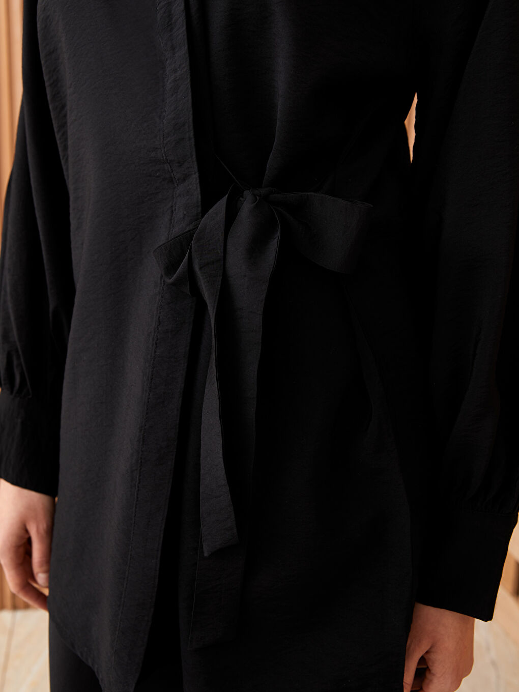 Туника с круглым вырезом, однотонная, с длинным рукавом для женщин-3