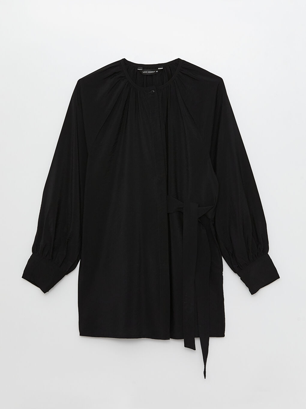 Туника с круглым вырезом, однотонная, с длинным рукавом для женщин-5