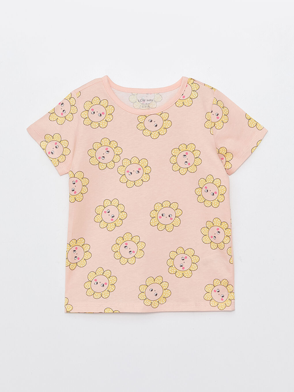 Crew Neck Short Sleeve Printed Baby Girl 2-Pajama Set-3