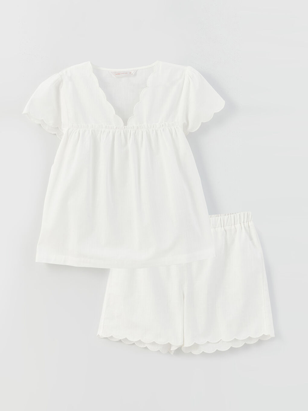V Neck Straight Short Sleeve Women Pajamas with Shorts -S3DT35Z8-FDU