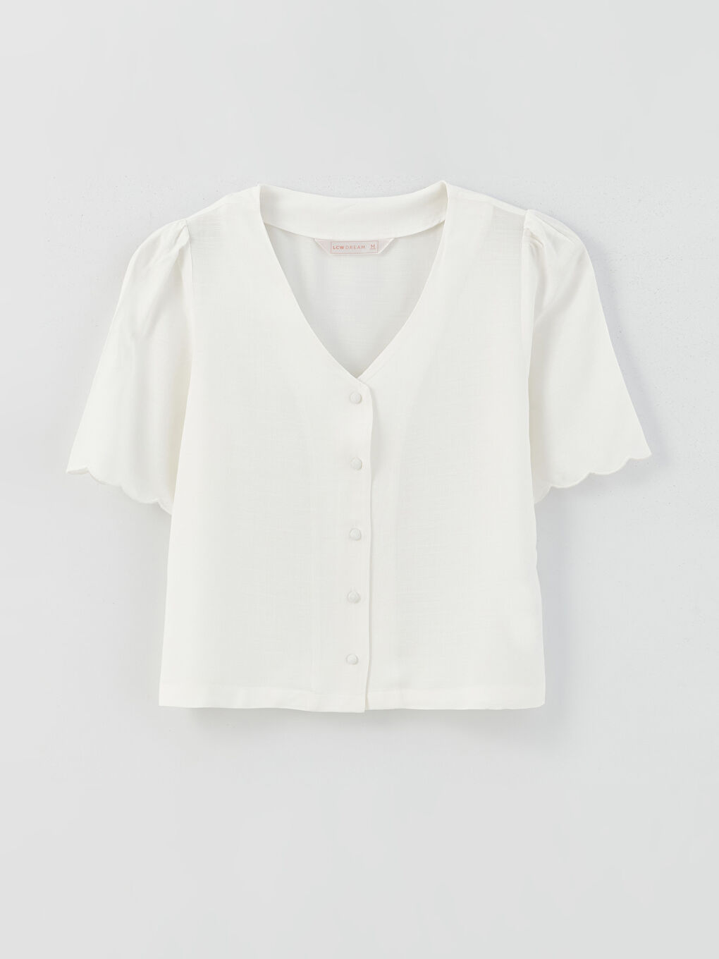 V Neck Plain Short-Sleeve Poplin Women's Pajama Set -S3DT37Z8-FDU