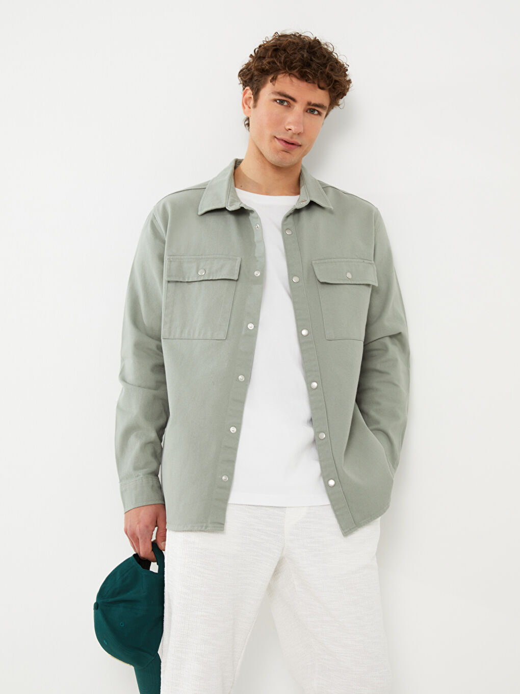 Yeşil Standart Kalıp Erkek Jean Ceket