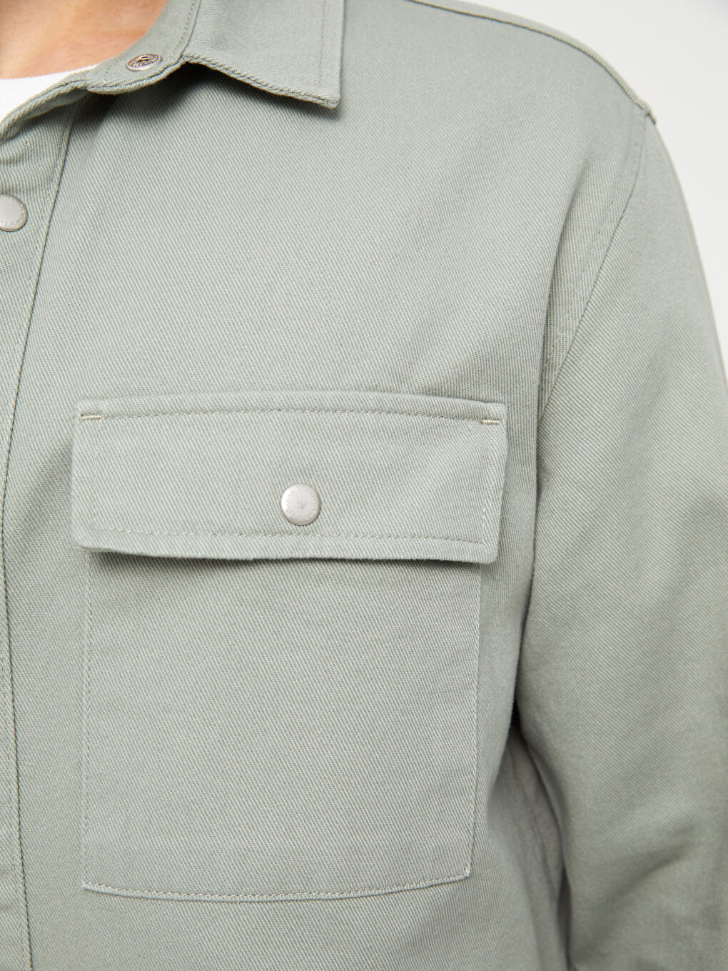 Yeşil Standart Kalıp Erkek Jean Ceket-3