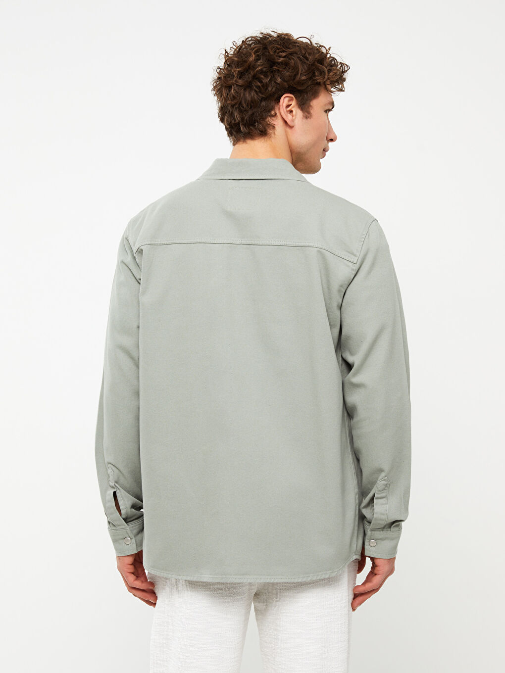 Yeşil Standart Kalıp Erkek Jean Ceket-4