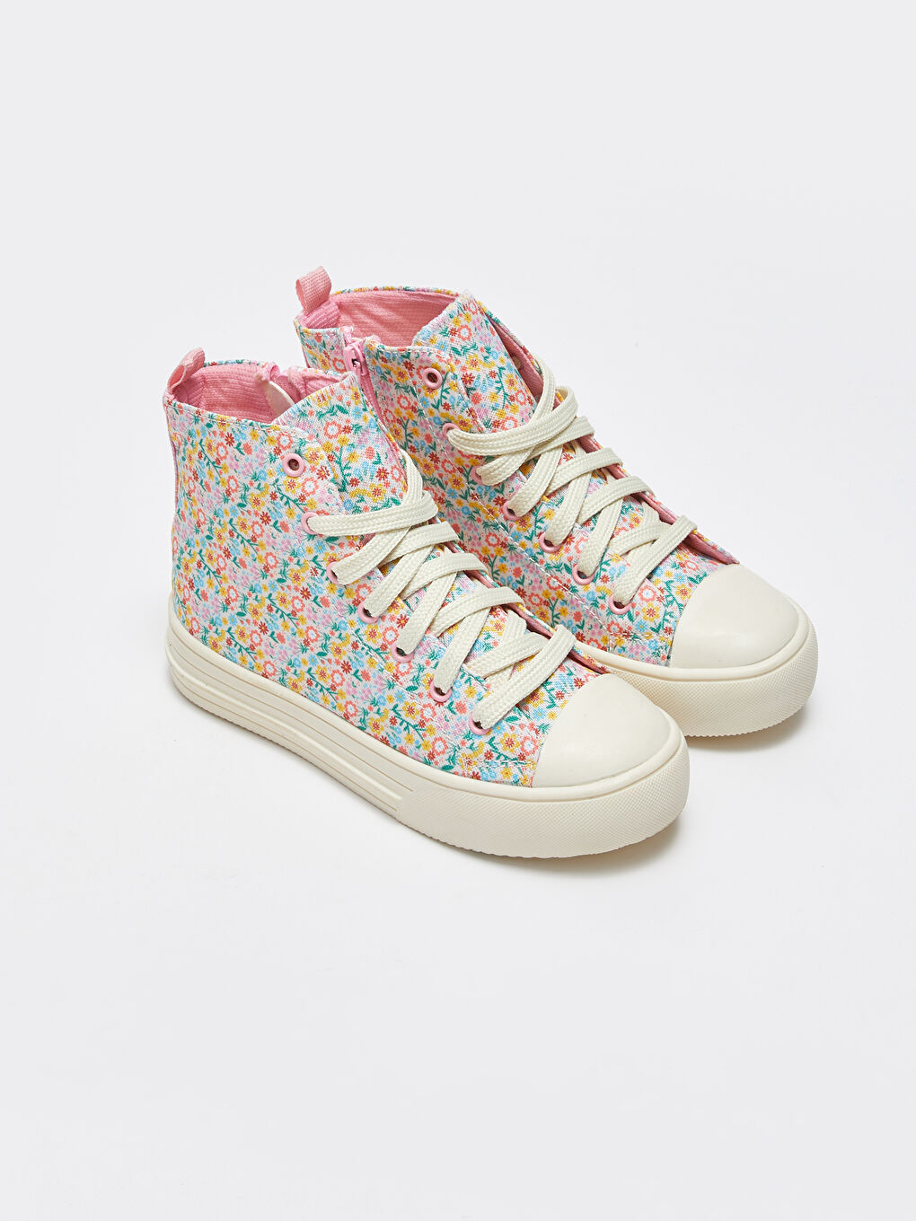 Karışık Çiçek Desenli Kız Çocuk Bilek Boy Spor Ayakkabı