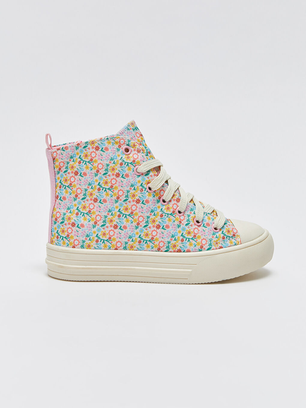 Karışık Çiçek Desenli Kız Çocuk Bilek Boy Spor Ayakkabı-1