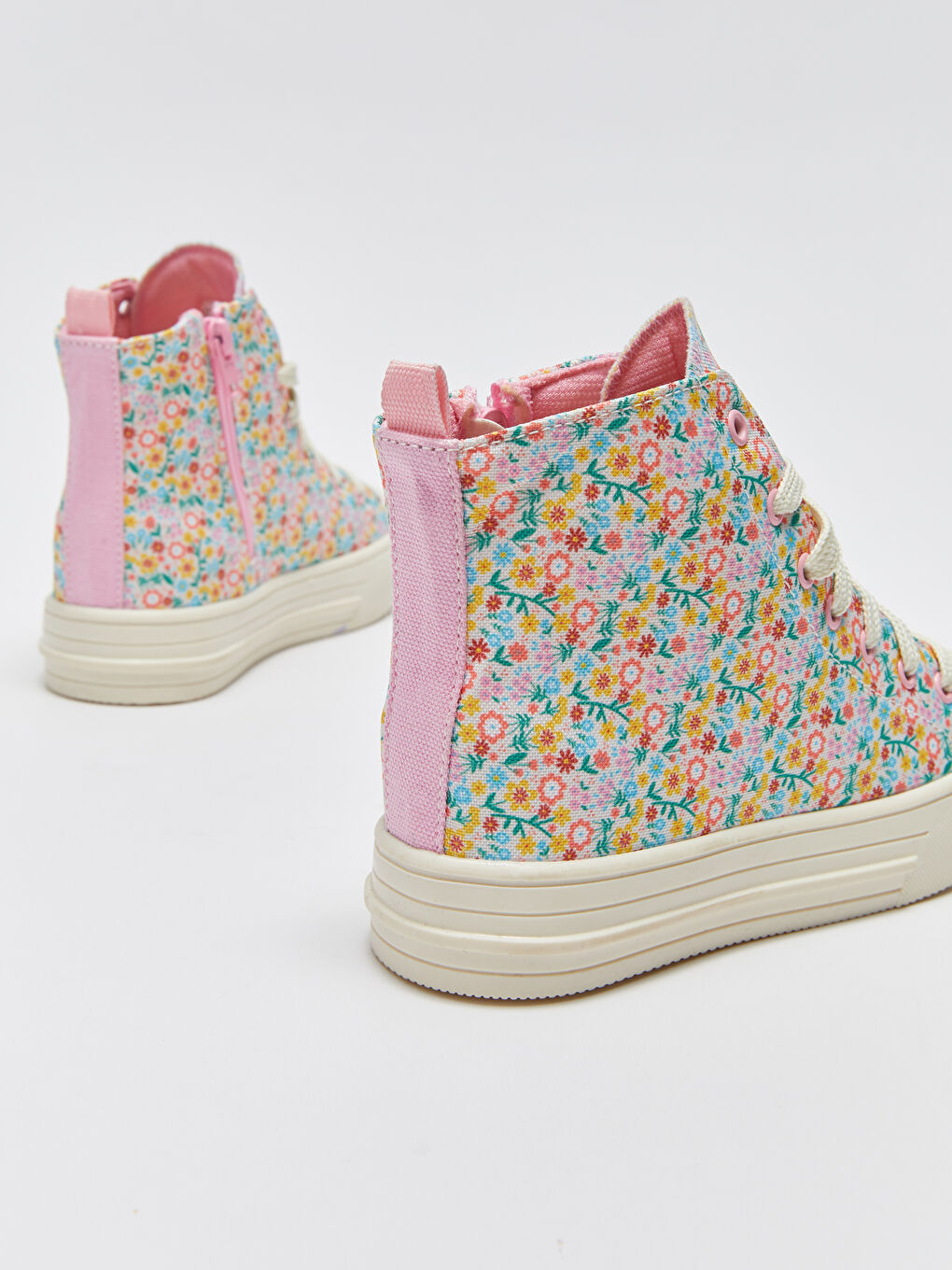 Karışık Çiçek Desenli Kız Çocuk Bilek Boy Spor Ayakkabı-3