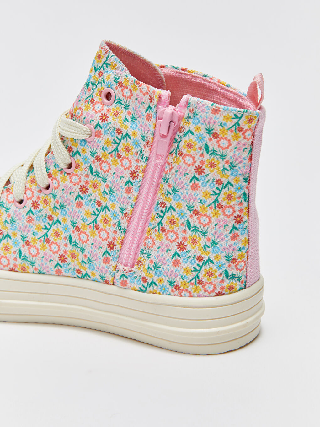 Karışık Çiçek Desenli Kız Çocuk Bilek Boy Spor Ayakkabı-4