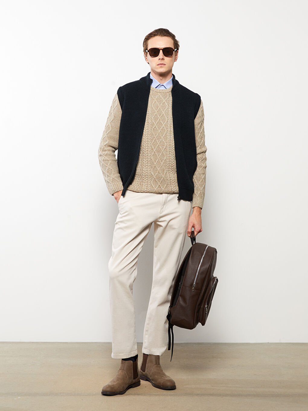 LCWAIKIKI Classic Regular Fit Funnel Neck Men's Knitwear Waistcoat -S3DT55Z8-EL0
